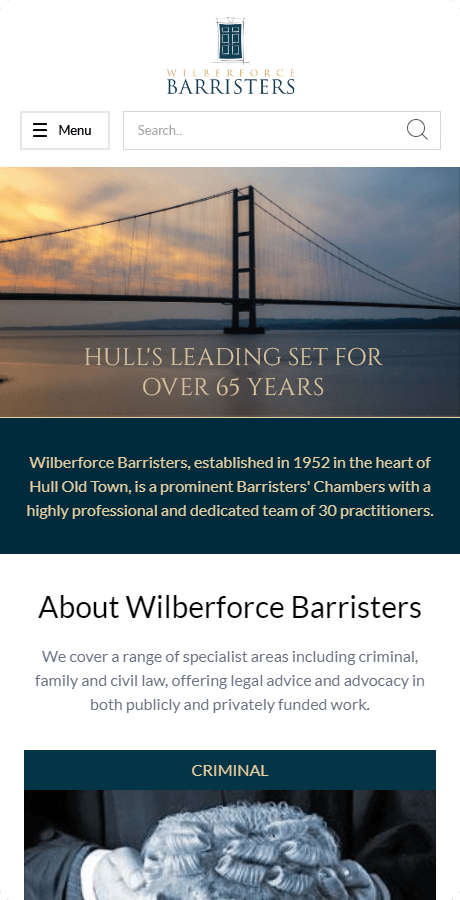 Wilberforce Barristers Mobile Design